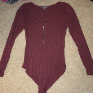 Charlotte Russe wine red body suit with snaps